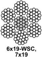 En wirekonstruktion 6x19-WSC